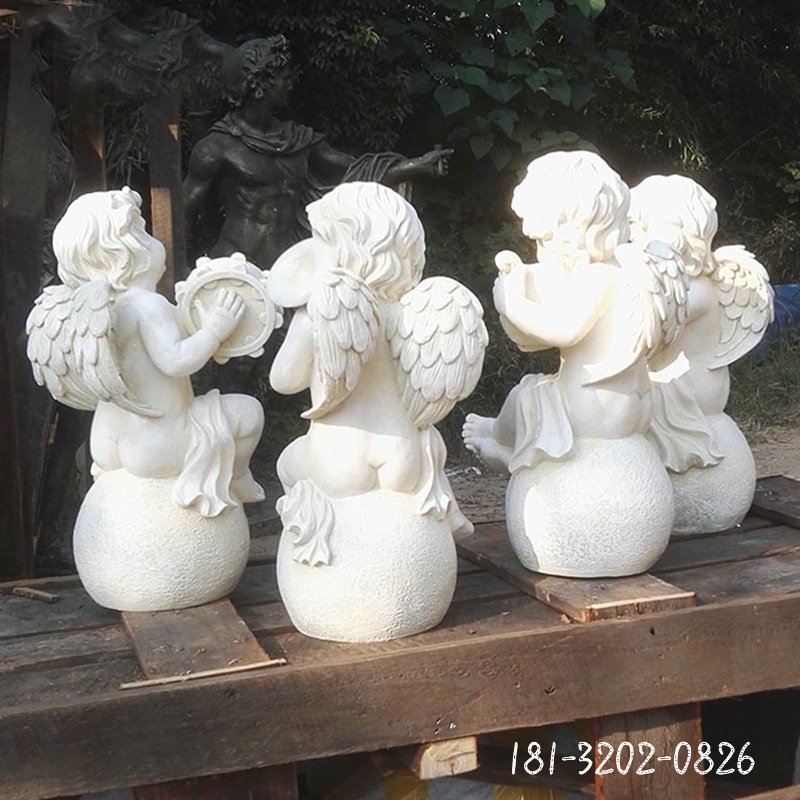 欧式小孩雕塑摆件 别墅花园景观雕塑家居婚庆影楼装饰 乐器小天使115317