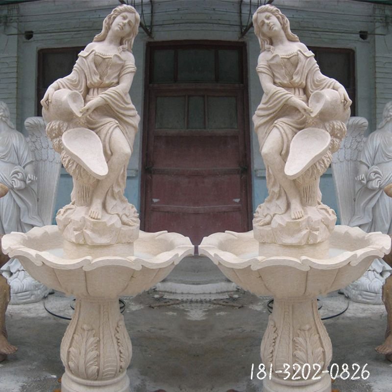 石雕工厂现货西方女性人物景观大理石喷泉 定制直销花园欧式石雕喷泉97272