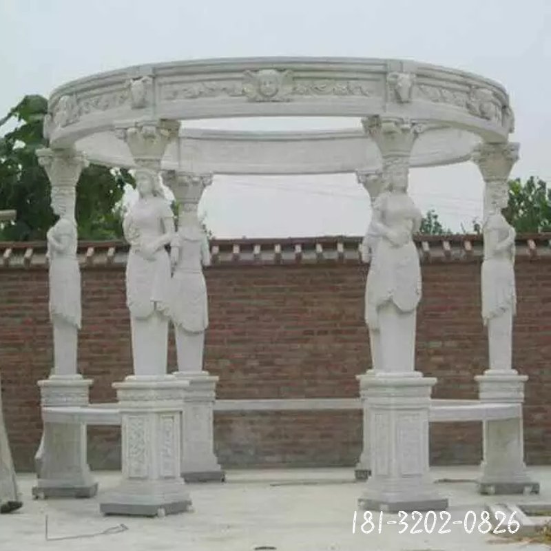 欧式圆形无顶石凉亭 (10)
