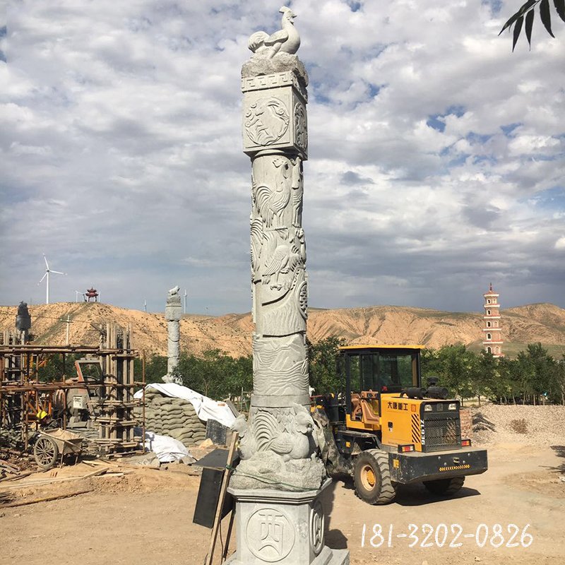 大理石盘龙柱  石雕广场景观雕塑 (2)