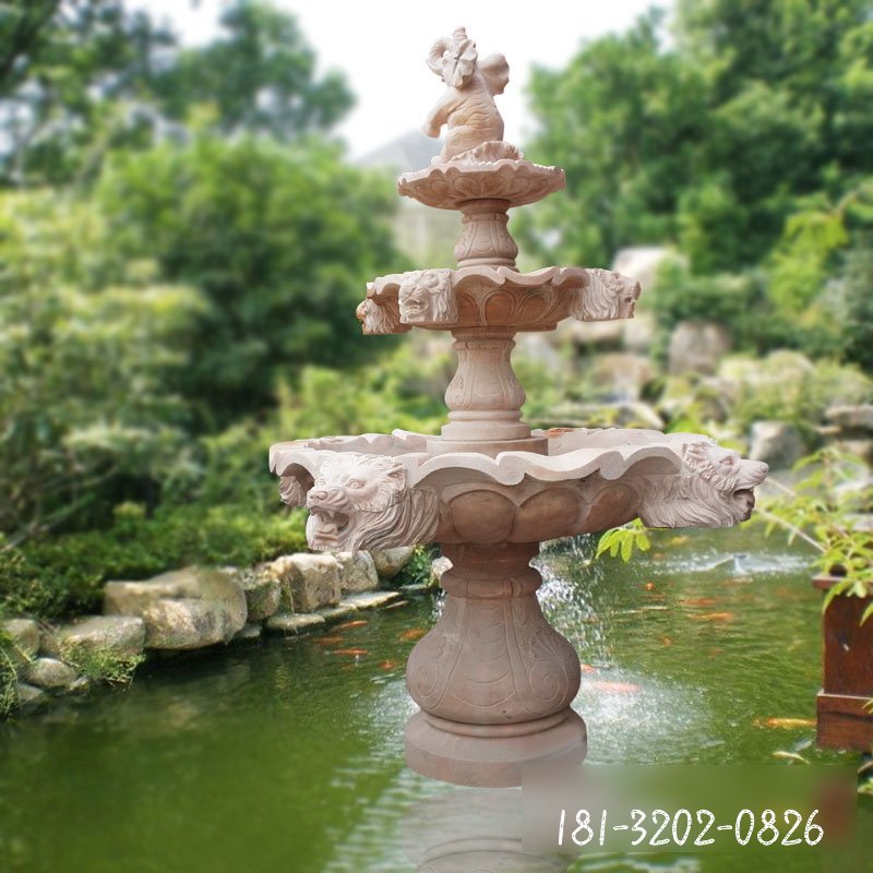 喷泉石雕，狮子头喷泉石雕