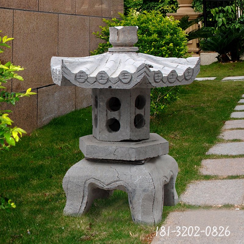 圆形石灯雕塑，园林景观石雕