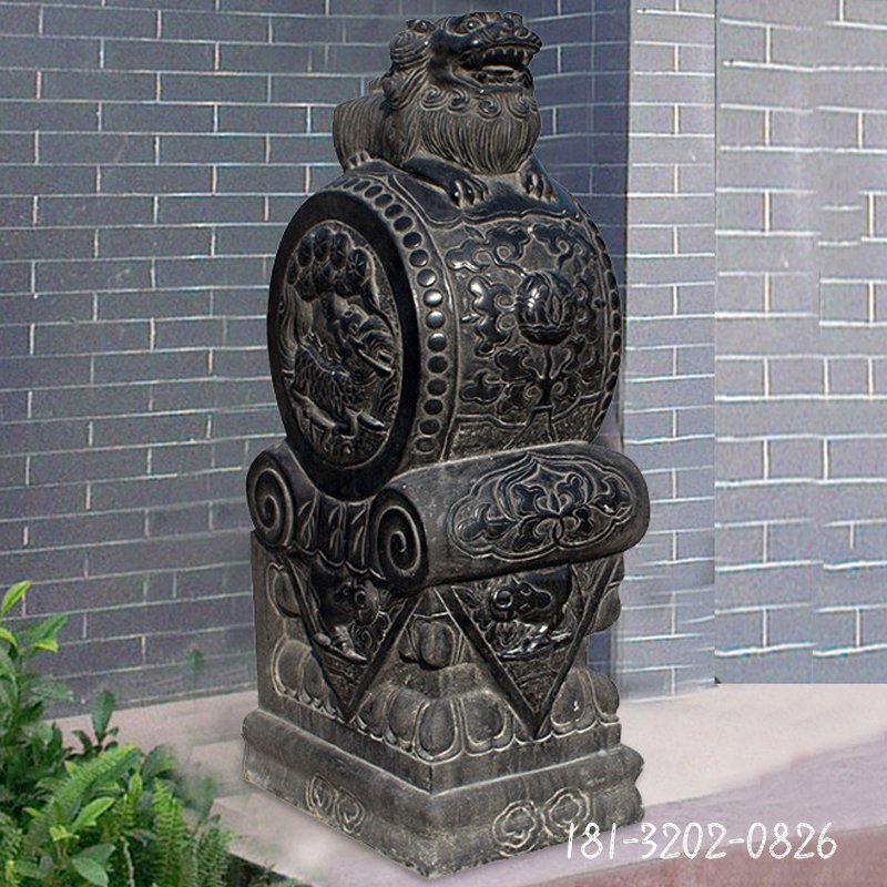 仿古石雕门墩，青石门墩