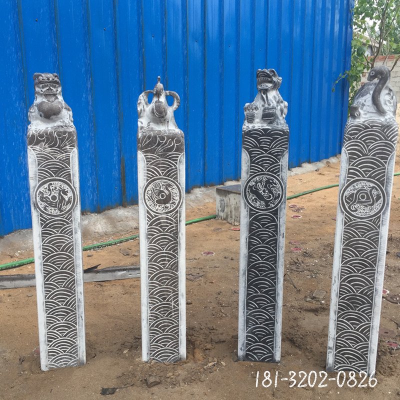 曲阳厂家直销石雕拴马桩大理石仿古做旧三不猴拴马石酒店庭院摆件100021