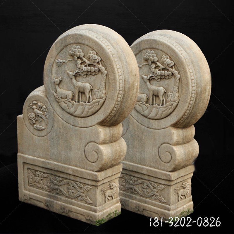 招财仿古门墩，石雕门墩