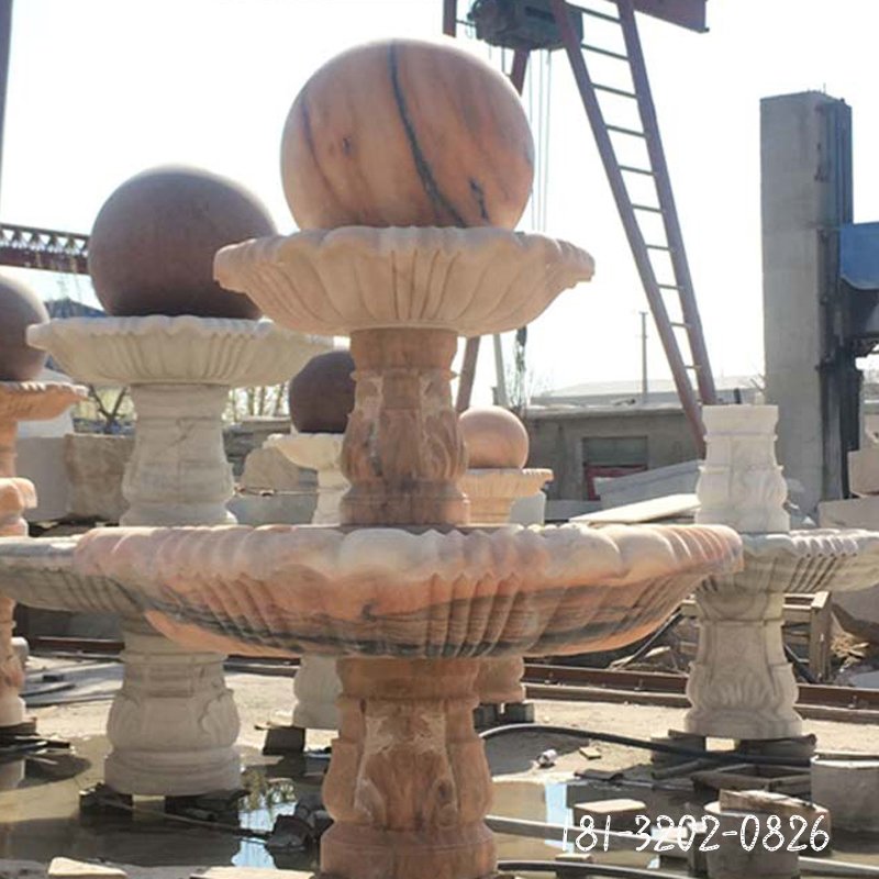 大理石小型风水球   石雕小区景观摆件