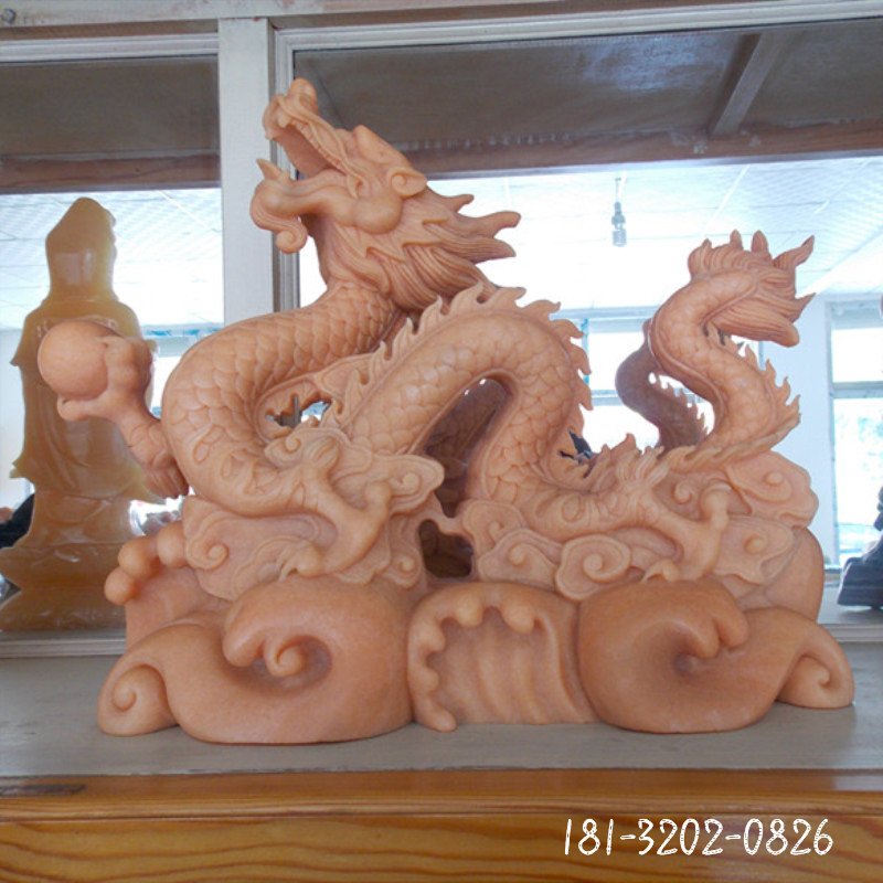 晚霞红生肖龙石雕 (7)