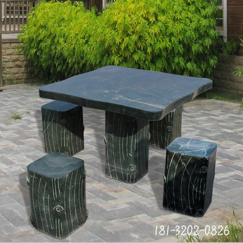 方形石桌凳，庭院景观石雕
