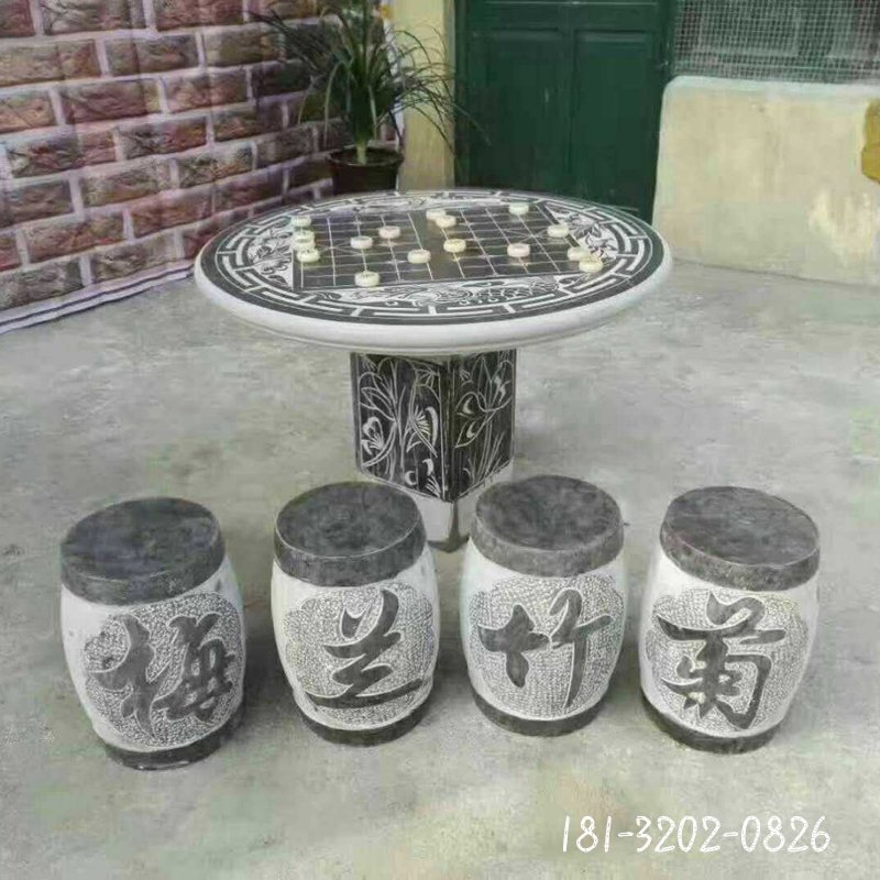 青石仿古空心桌椅   石雕公园景观摆件 (19)