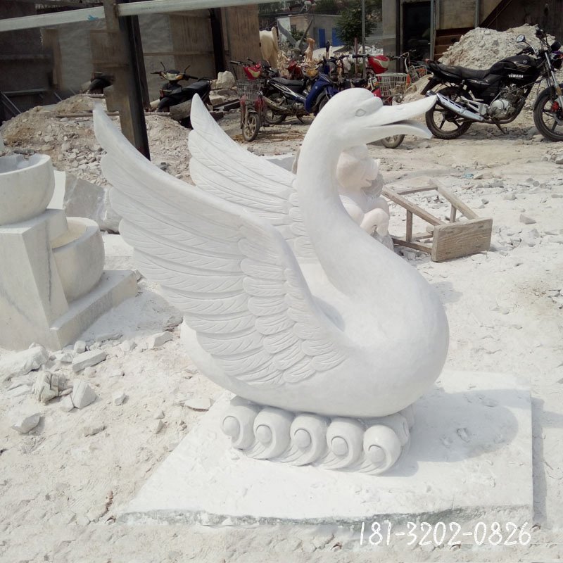 汉白玉天鹅，喷泉天鹅石雕