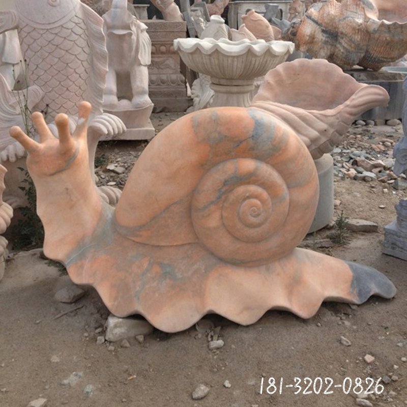晚霞红蜗牛 石雕公园动物雕塑