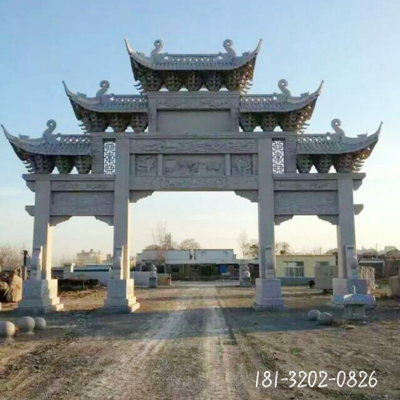 石雕三门石牌坊 (607)