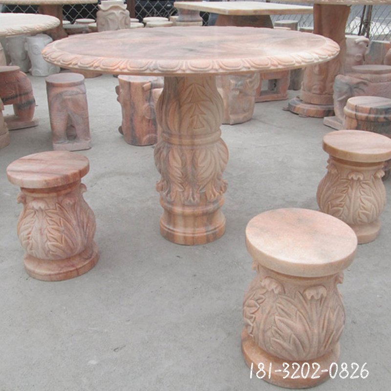 大理石圆桌凳   石雕小区景观摆件