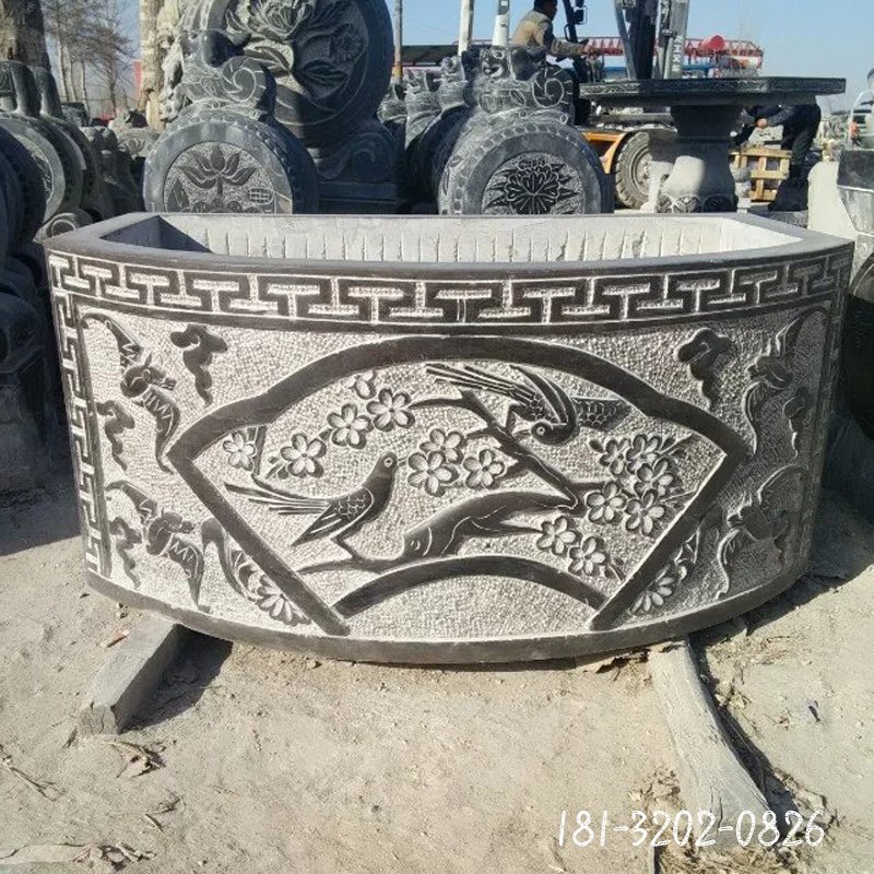 仿古水盆，石雕水盆
