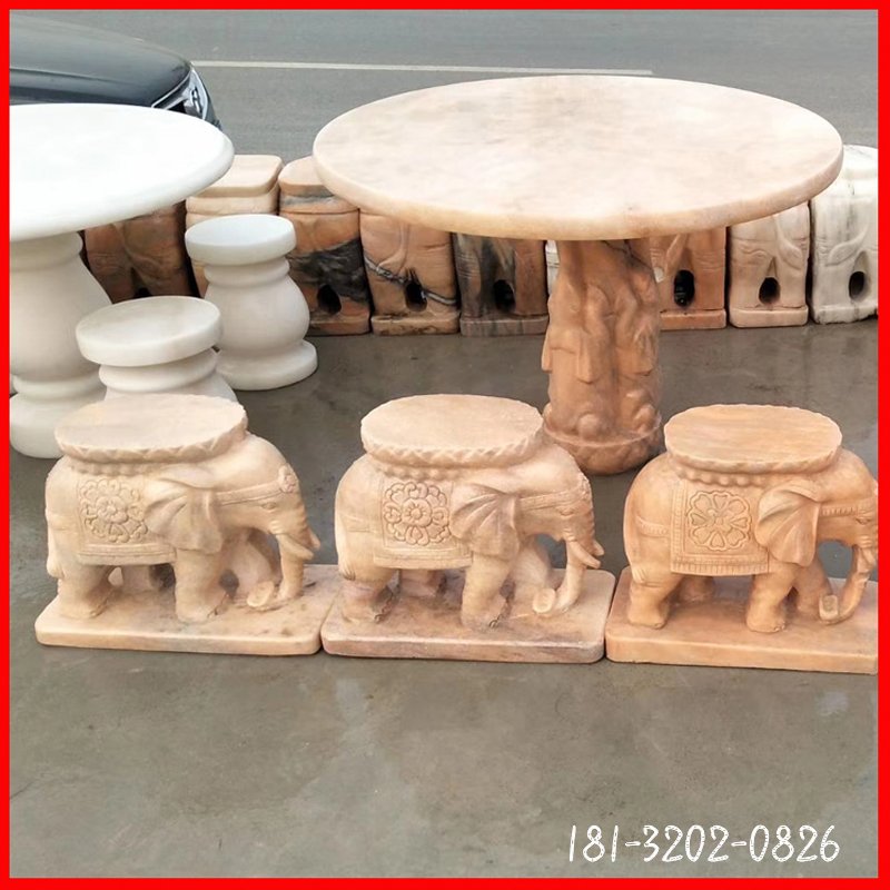 大理石小型桌椅  石雕小区景观雕塑
