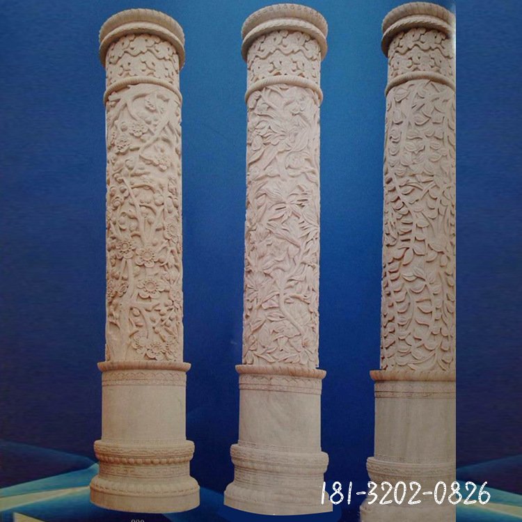 大理石石雕祥云盘龙柱  广场雕塑 汉白玉华表柱子5202