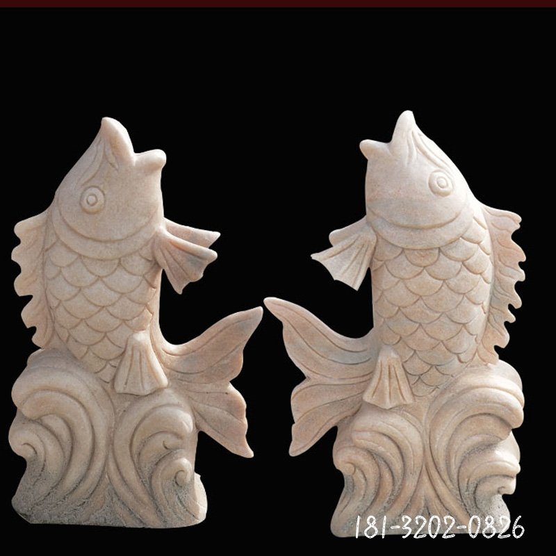 大理石流水鲤鱼  石雕喷泉雕塑