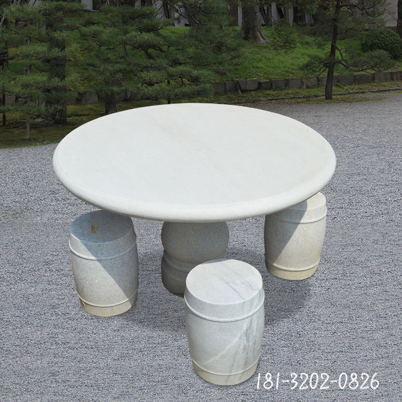 汉白玉桌椅  石雕小区景观雕塑