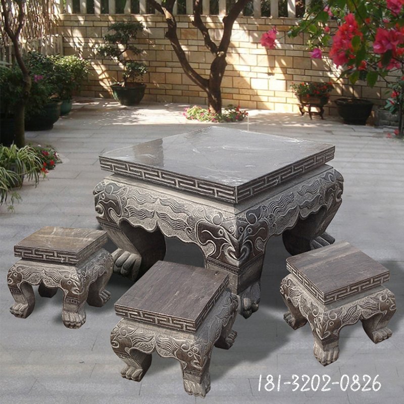仿古石桌凳，庭院景观石雕