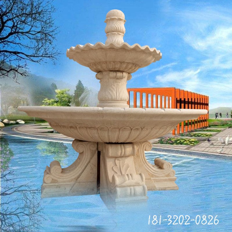 双层喷泉石雕，欧式喷泉