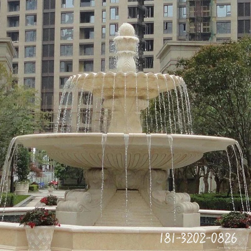 喷泉石雕，两层喷泉石雕