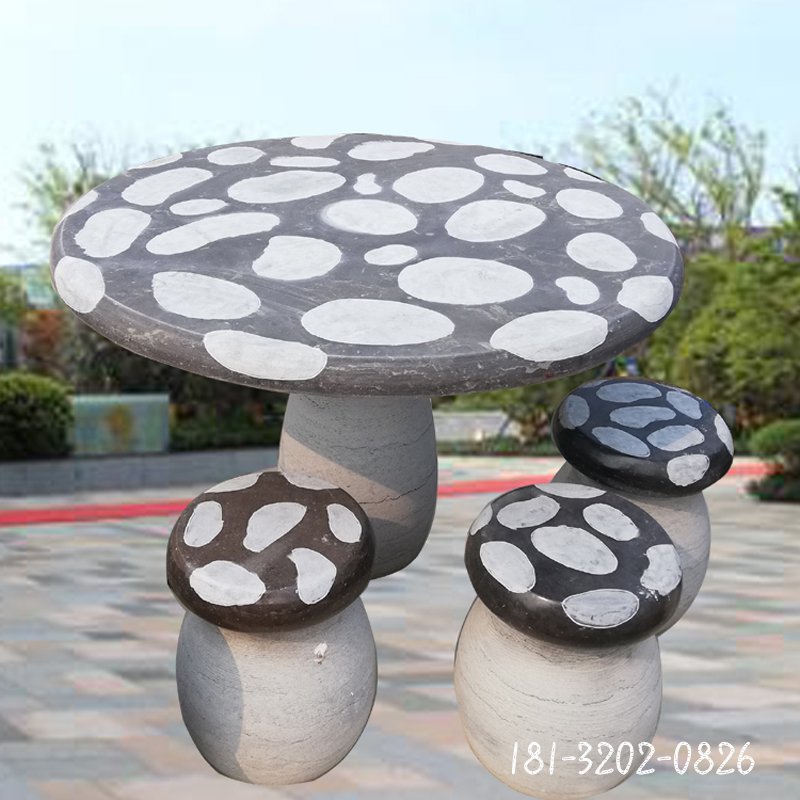 大理石圆球桌椅  石雕小区景观摆件 (1)