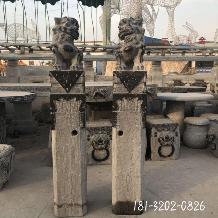 古代青石拴马桩 (2)