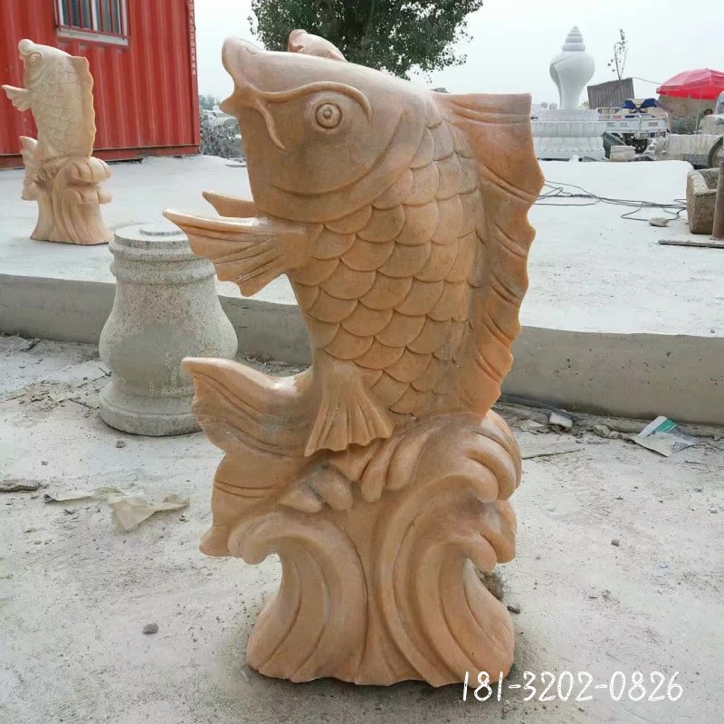 晚霞红鲤鱼喷泉雕塑