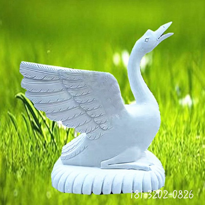 汉白玉飞翔天鹅  石雕广场动物雕塑