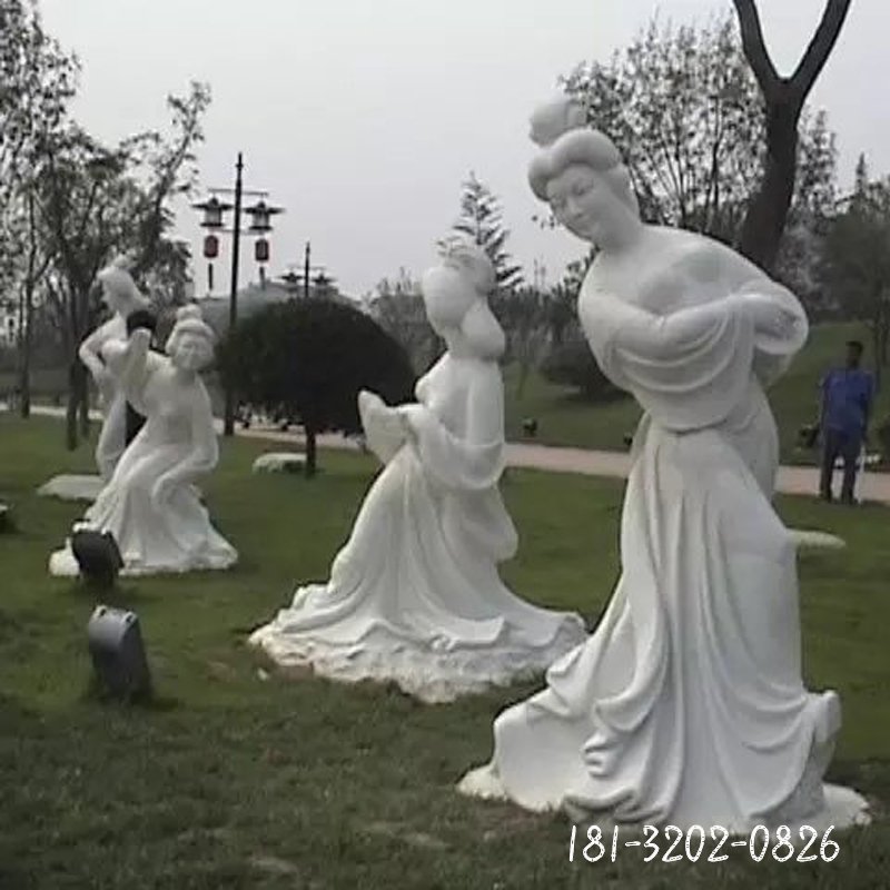 唐朝美女石雕，汉白玉古代人物雕塑