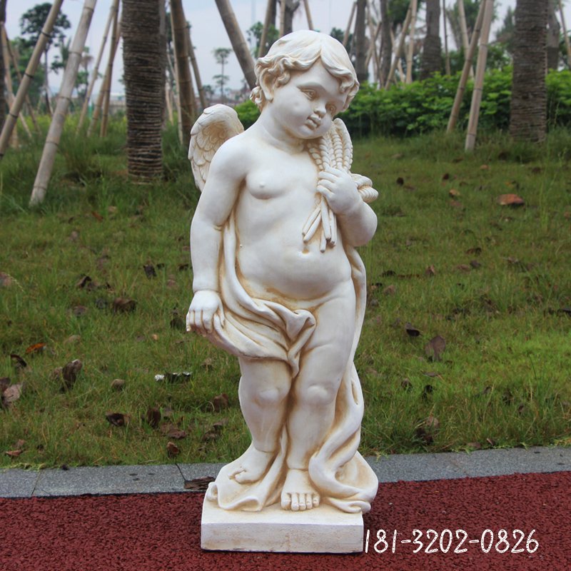 抱着麦穗的小天使石雕汉白玉西方人物雕塑