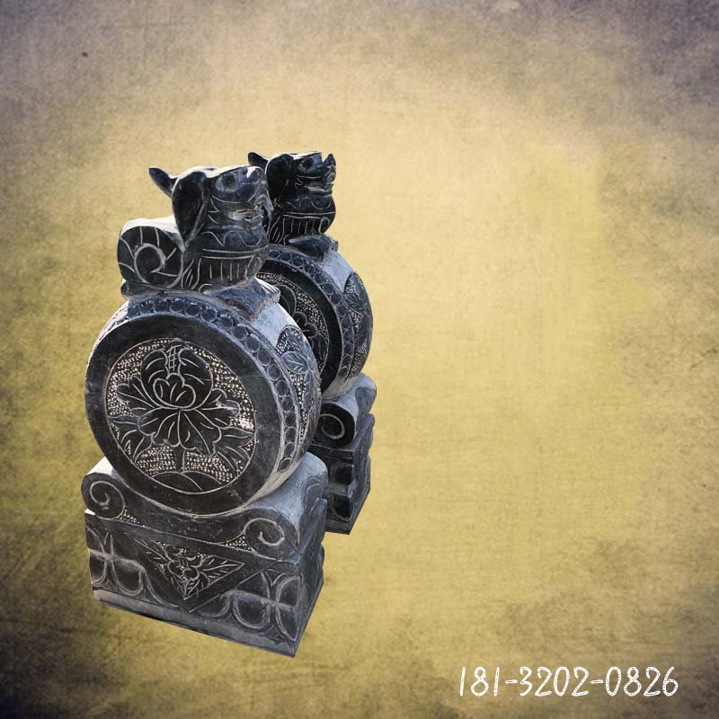 仿古抱鼓石雕塑，镇宅门口雕塑 (2)