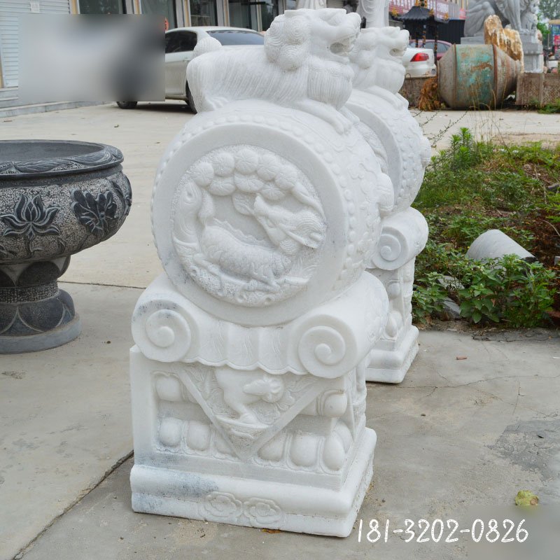 抱鼓石雕塑,汉白玉抱鼓石