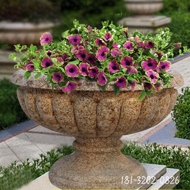大理石花盆，石雕花盆