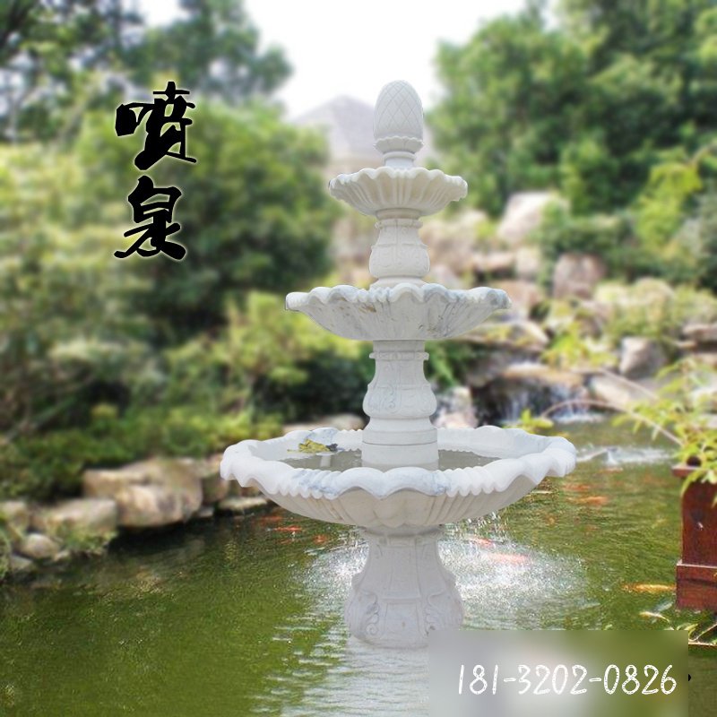 汉白玉跌水盆，景观石喷泉