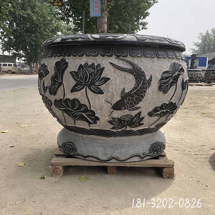 圆形水缸石雕 (11)