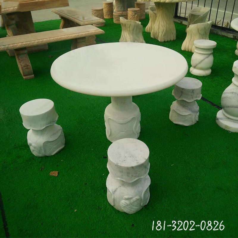 大理石圆形桌凳 石雕小区景观雕塑 (4)