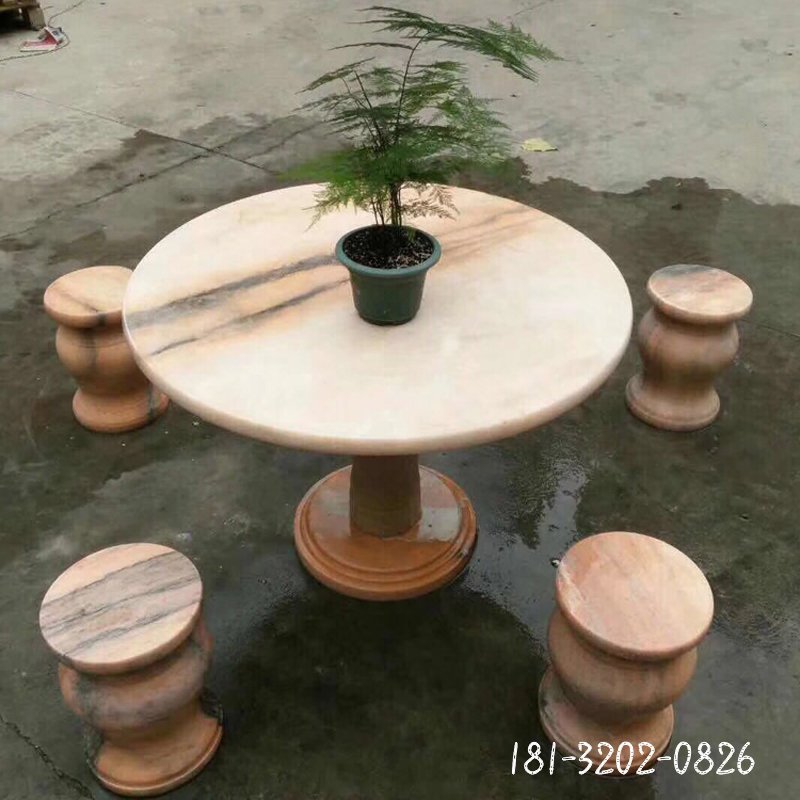大理石荷花石桌 石雕小区景观雕塑 (4)