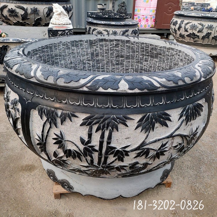 仿古圆口水缸石雕 (24)