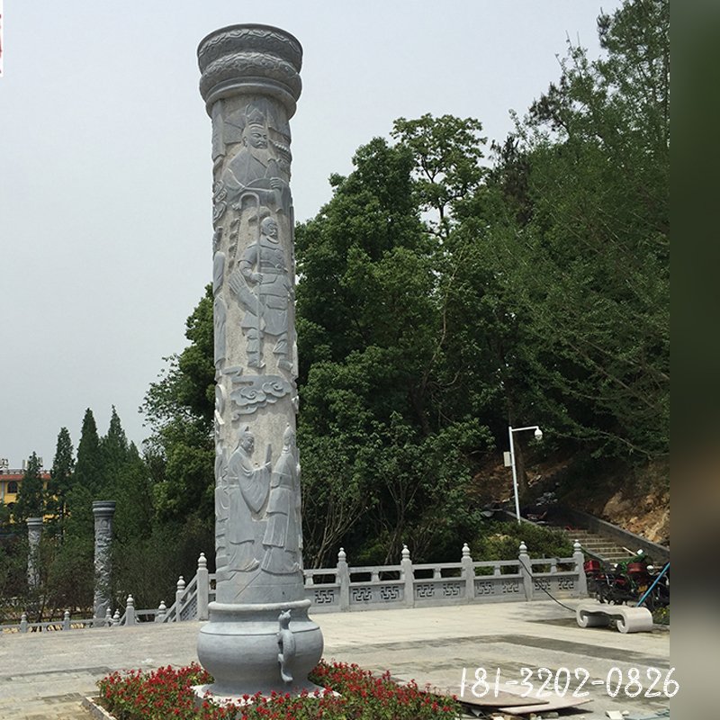 龙浮雕石雕柱大理石龙柱 (2)