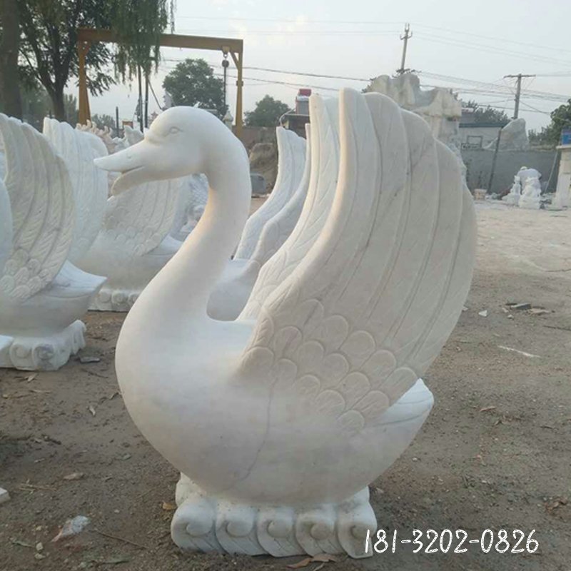 喷泉天鹅石雕，小区景观石雕