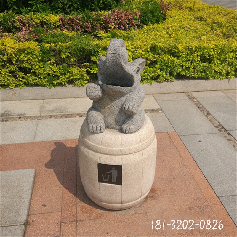 小象垃圾桶石雕 (2)