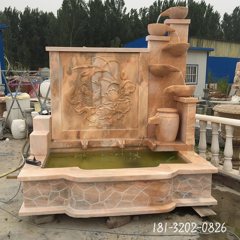 青石石雕室内流水景盆景鱼缸花盆大理石大型水幕墙摆件现货118739
