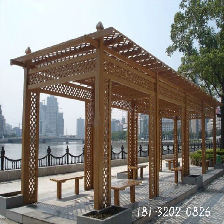 河北水泥花架葡萄架混凝土仿木长廊公园小区景观花架长廊厂家直销120544