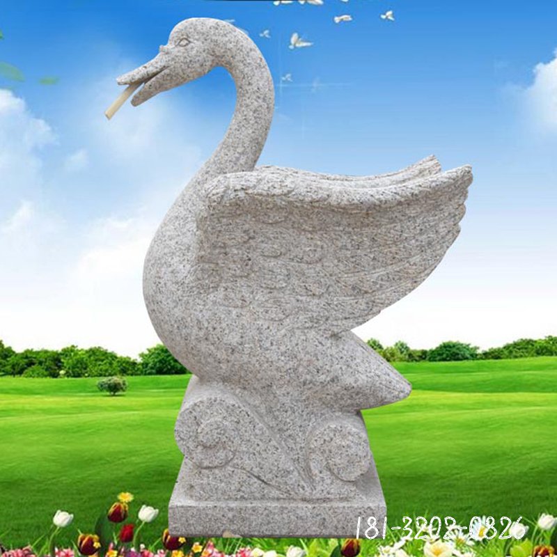 大理石天鹅   石雕公园动物摆件 (1)