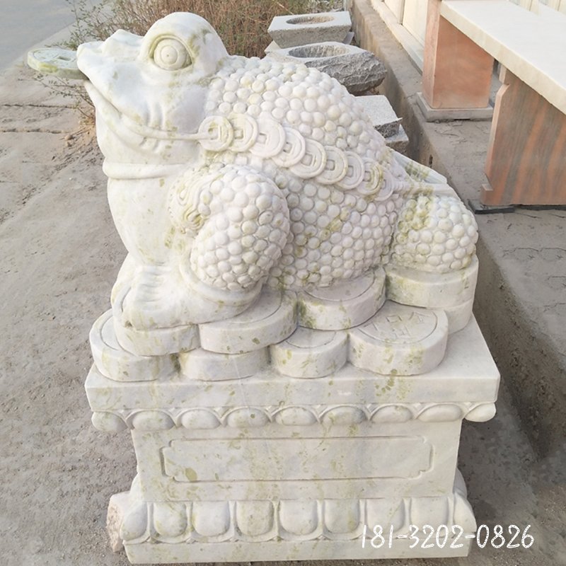 大理石招财金蟾,广场动物石雕