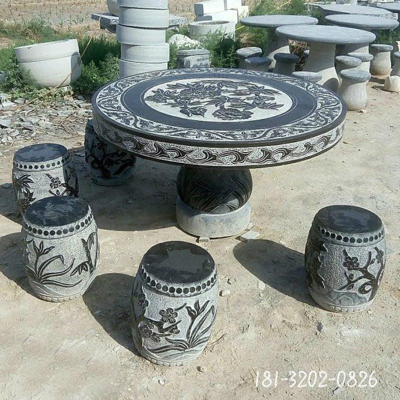 青石仿古空心桌椅   石雕公园景观摆件 (11)