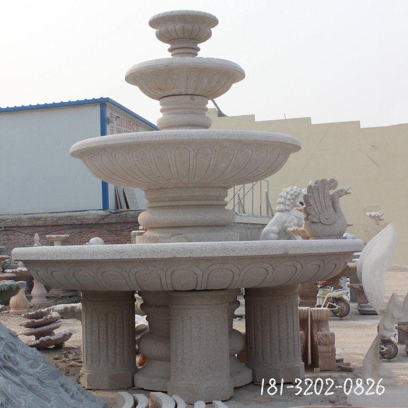喷泉石雕，三层喷泉石雕，大理石喷泉雕塑 (1)