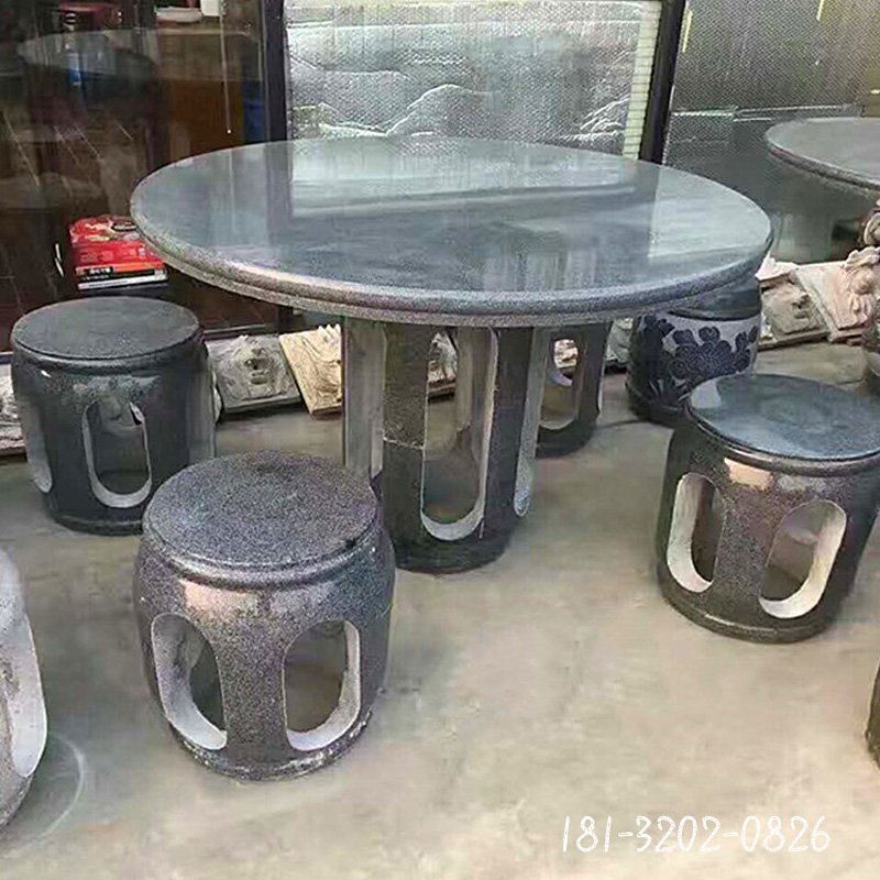 别墅圆桌凳石雕 石雕桌凳 (5)