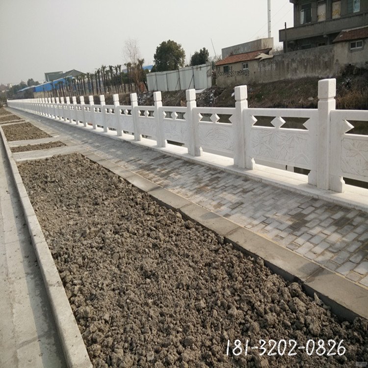 厂家品牌石栏板  安装汉白玉花纹石栏杆祥云石柱4327